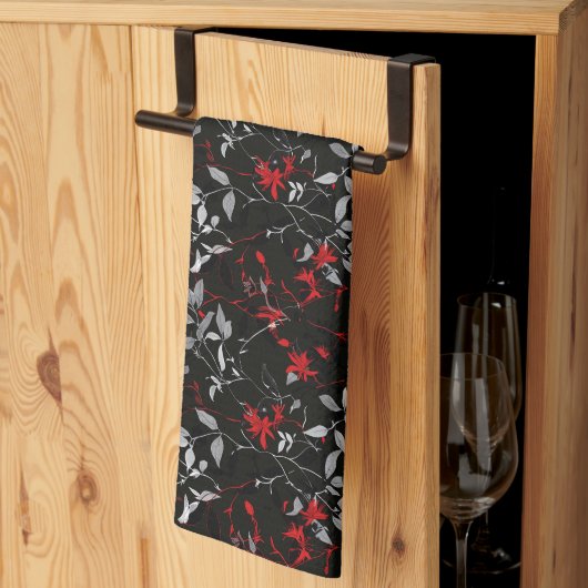 Serviette de cuisine fleurie (Pliage en tiers)