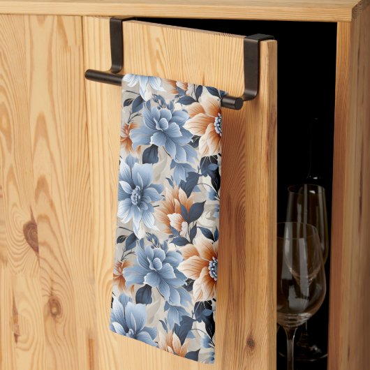 Serviette de cuisine fleurie (Pliage en tiers)