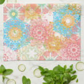 Serviette de cuisine fleurie aux couleurs du print (Plié)