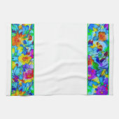Serviette de cuisine fleurie bleu clair (Horizontal)