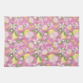 Serviette de cuisine fleurie Citrus rose (Horizontal)