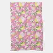 Serviette de cuisine fleurie Citrus rose (Vertical)