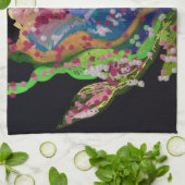 Serviette de cuisine fleurie colorée (Plié)