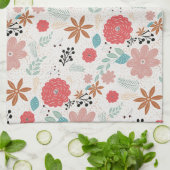 Serviette de cuisine fleurie peinte (Plié)