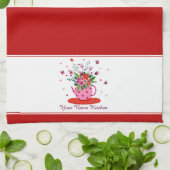 Serviette de cuisine fleurie personnalisée (Plié)