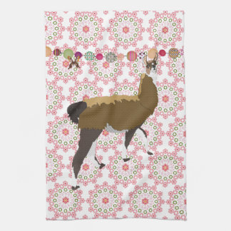 Serviette de cuisine fleurie rose chanceuse de