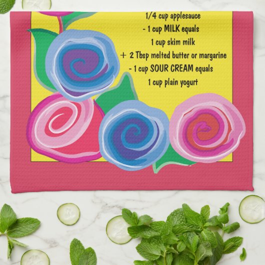Serviette de cuisine "Fleurs avec Conseils de cuis (Plié)