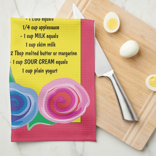 Serviette de cuisine "Fleurs avec Conseils de cuis (Quart Plié)
