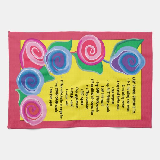 Serviette de cuisine "Fleurs avec Conseils de cuis (Horizontal)