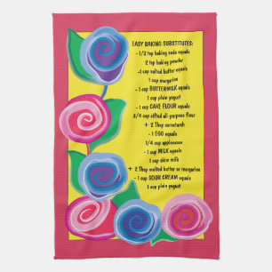 Serviette de cuisine "Fleurs avec Conseils de cuis