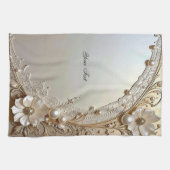 Serviette de cuisine Fleurs blanches modernes Perl (Horizontal)