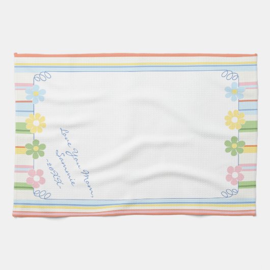 Serviette de cuisine "Fleurs Pastel & Stripes" (Horizontal)