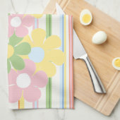 Serviette de cuisine "Fleurs & Stripes" (Quart Plié)
