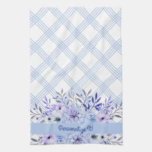 Serviette de cuisine Floral Bleu PERSONNALISÉE