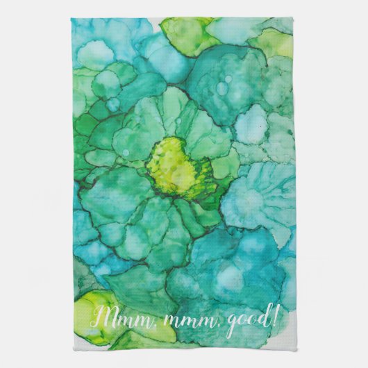 Serviette de cuisine "Floral Blue-Greens/Alcolhol  (Vertical)