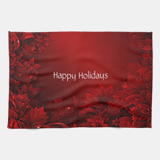 Serviette de cuisine Floral Feuille rouge (Horizontal)