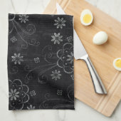 Serviette de cuisine Floral Noir (Quart Plié)