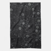 Serviette de cuisine Floral Noir (Vertical)
