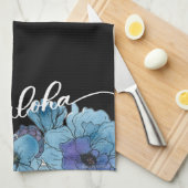 Serviette de cuisine Florale Aloha Bleu (Quart Plié)