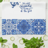 Serviette de cuisine Florale Bleue - (Plié)