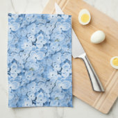 Serviette de cuisine florale Blue Hydrangeas (Quart Plié)