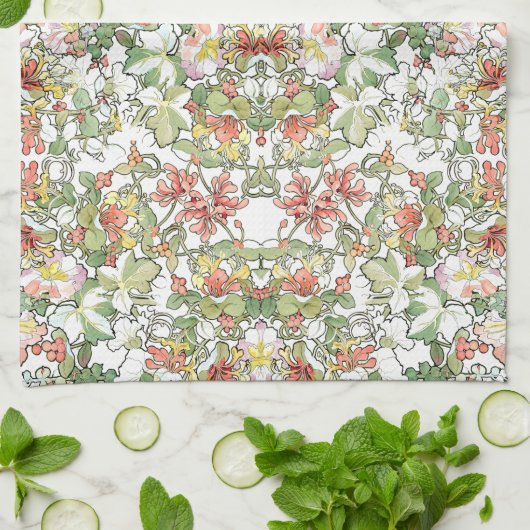 Serviette de cuisine florale de Mucha de (Plié)
