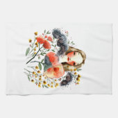 Serviette de cuisine florale de portrait (Horizontal)