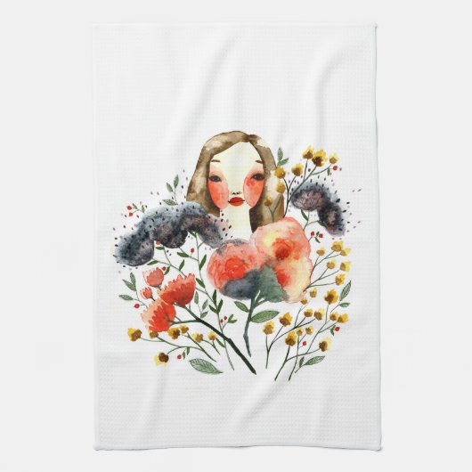 Serviette de cuisine florale de portrait (Vertical)