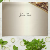 Serviette de cuisine florale dorée moderne ornée (Plié)