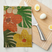 Serviette de cuisine florale hawaïenne de jardin (Quart Plié)