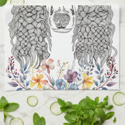 Serviette de cuisine florale Lover Poodle (Plié)