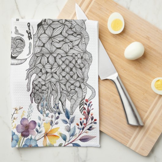 Serviette de cuisine florale Lover Poodle (Quart Plié)