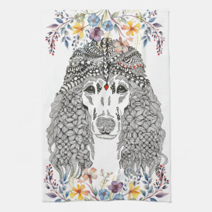 Serviette de cuisine florale Lover Poodle
