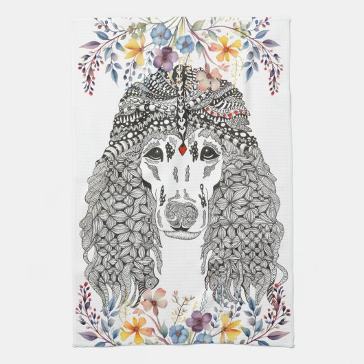Serviette de cuisine florale Lover Poodle (Vertical)