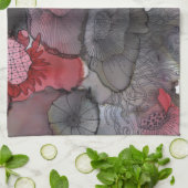 Serviette de cuisine florale noire rouge (Plié)