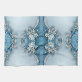 Serviette de cuisine florale ornée bleue (Horizontal)