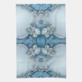 Serviette de cuisine florale ornée bleue (Vertical)