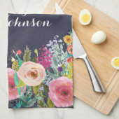 Serviette de cuisine florale peinte par professeur (Quart Plié)