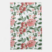 Serviette de cuisine florale rouge/olive (Vertical)