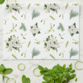 Serviette de cuisine florale verte et blanche douc (Plié)