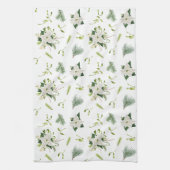 Serviette de cuisine florale verte et blanche douc (Vertical)