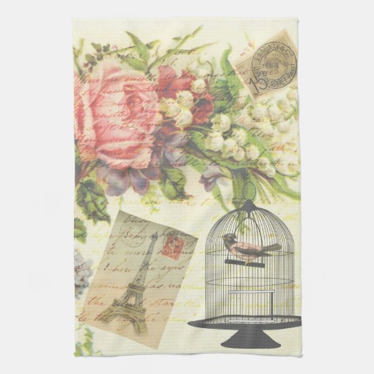 Serviette de cuisine florale victorienne vintage (Vertical)