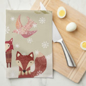 Serviette de cuisine Fox et Dove d'hiver (Quart Plié)