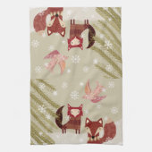 Serviette de cuisine Fox et Dove d'hiver (Vertical)