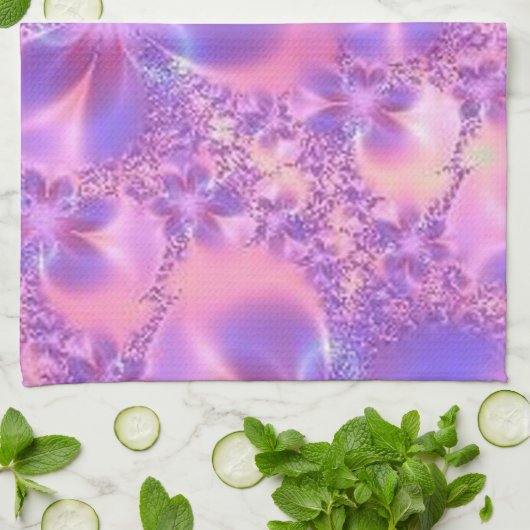 Serviette de cuisine fractée à fleurs (Plié)