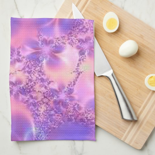 Serviette de cuisine fractée à fleurs (Quart Plié)