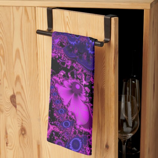 Serviette de cuisine fractée à fleurs (Pliage en tiers)