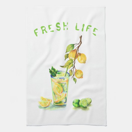 Serviette de cuisine fraîche au citron - Texte per (Vertical)