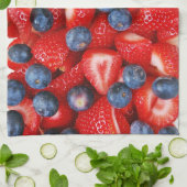 Serviette de cuisine fraîche de myrtilles et de (Plié)