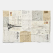 Serviette de cuisine française vintage d'éphémères (Horizontal)